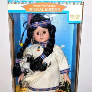 Dan Dee Pocahontas Fine Porcelain 12" Doll 400th Anniversary Special Edition NIB